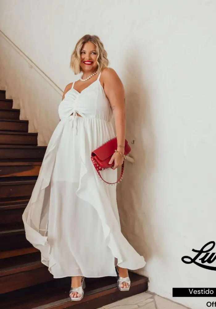 Vestido Longo Plus Size Ref 900624 Off White  - 48