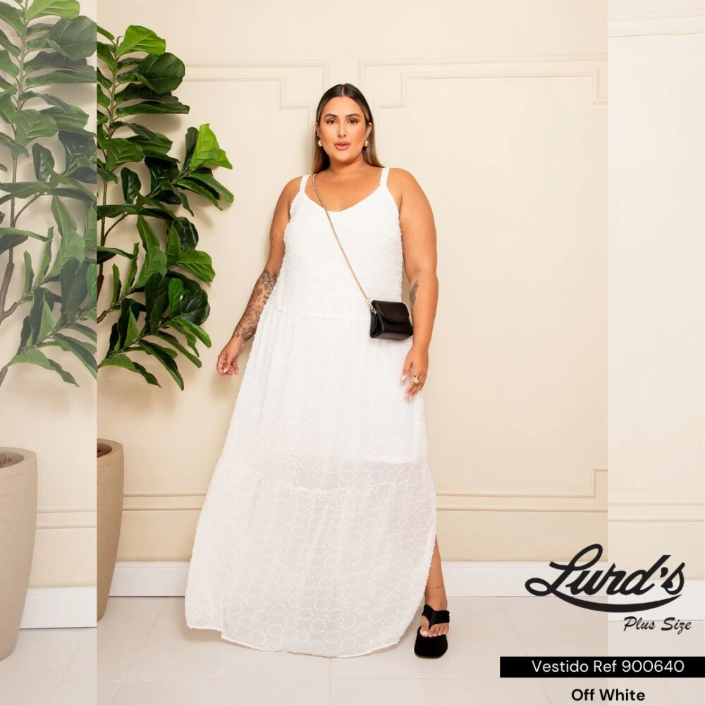 Vestido Longo Plus Size Ref 900640 Off White  - 48