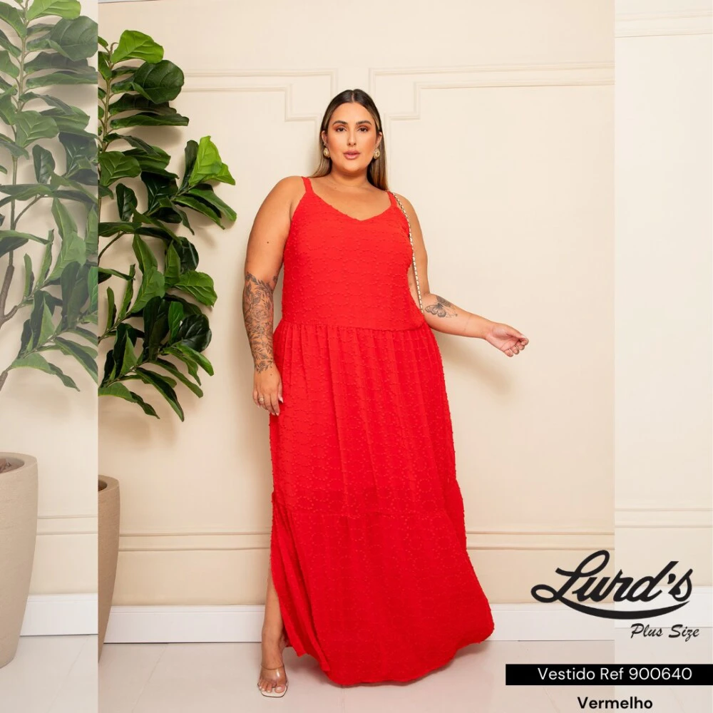Vestido Longo Plus Size Ref 900640 Vermelho  - 50