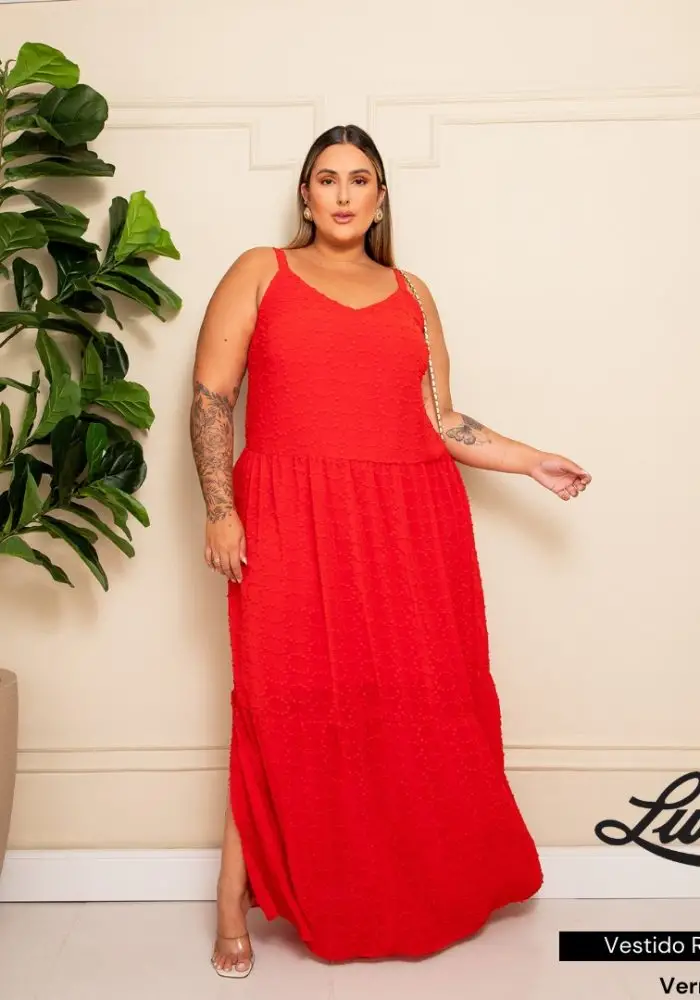 Vestido Longo Plus Size Ref 900640 Vermelho 