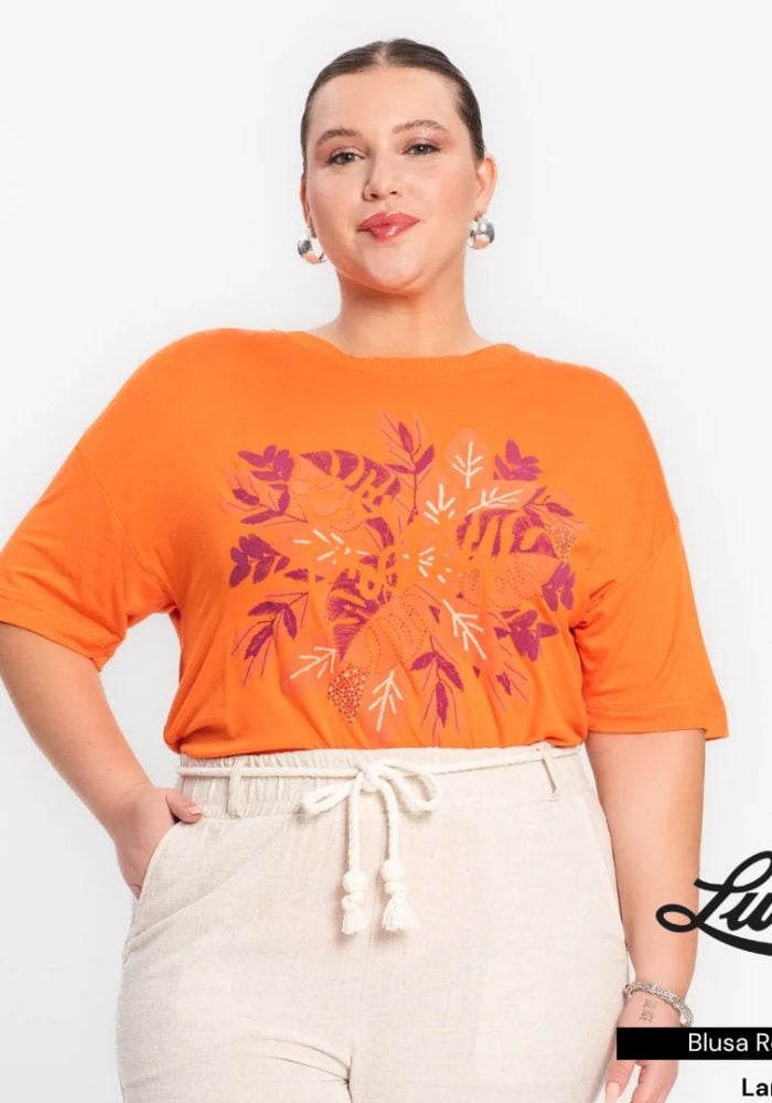 Blusa Feminina Plus Size Ref S01335 Laranja - 50