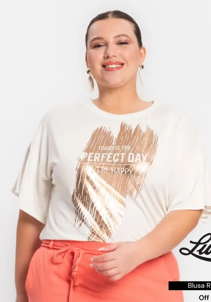 Blusa Feminina Plus Size Ref S01339 Off White  - 50