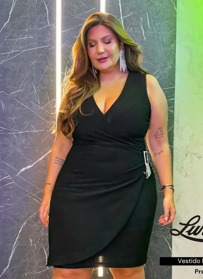 Vestido Plus Size Sem Manga 11810 Preto - 52