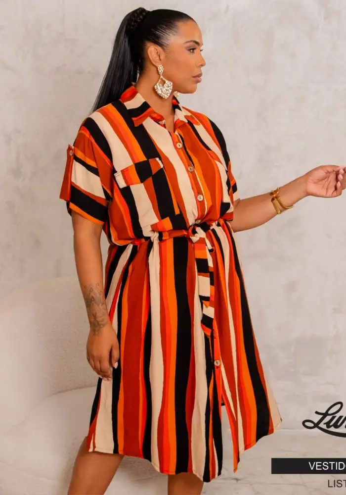 Vestido Plus Size Manga Curta 11938 Listra