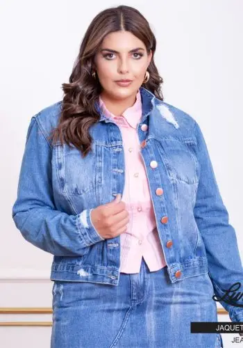 Jaqueta Feminina Plus Size 13583 Jeans