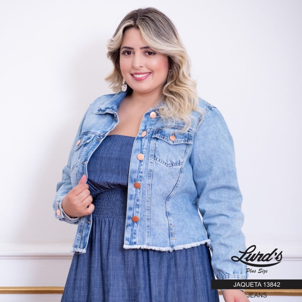 Jaqueta Feminina Plus Size 13842 Jeans - 46