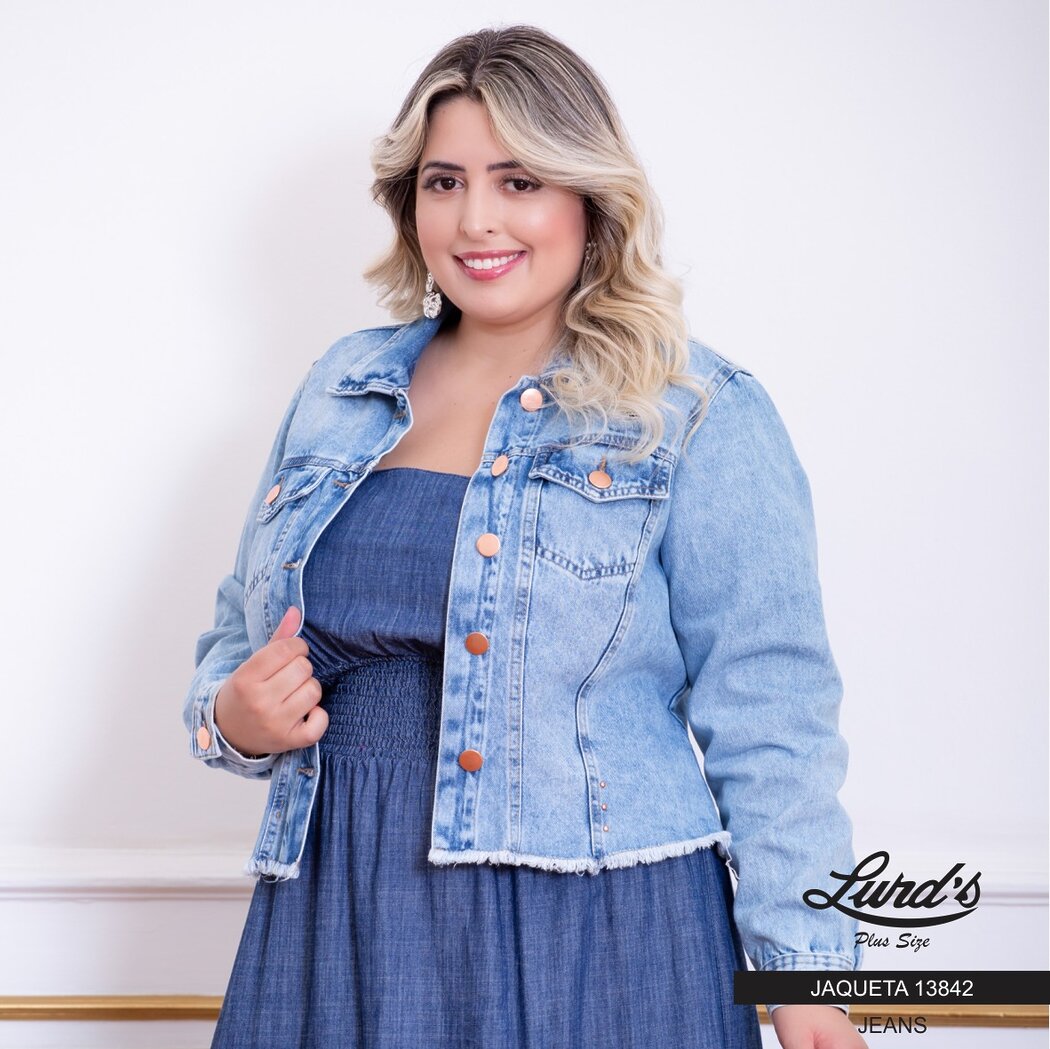 Jaqueta Feminina Plus Size 13842 Jeans - 52