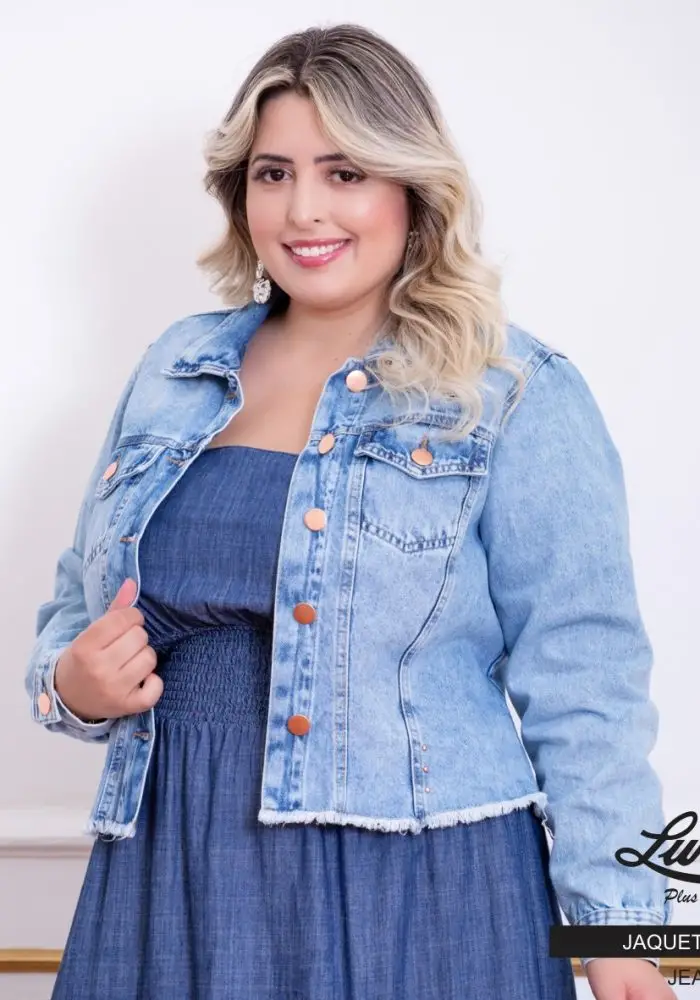 Jaqueta Feminina Plus Size 13842 Jeans - 48
