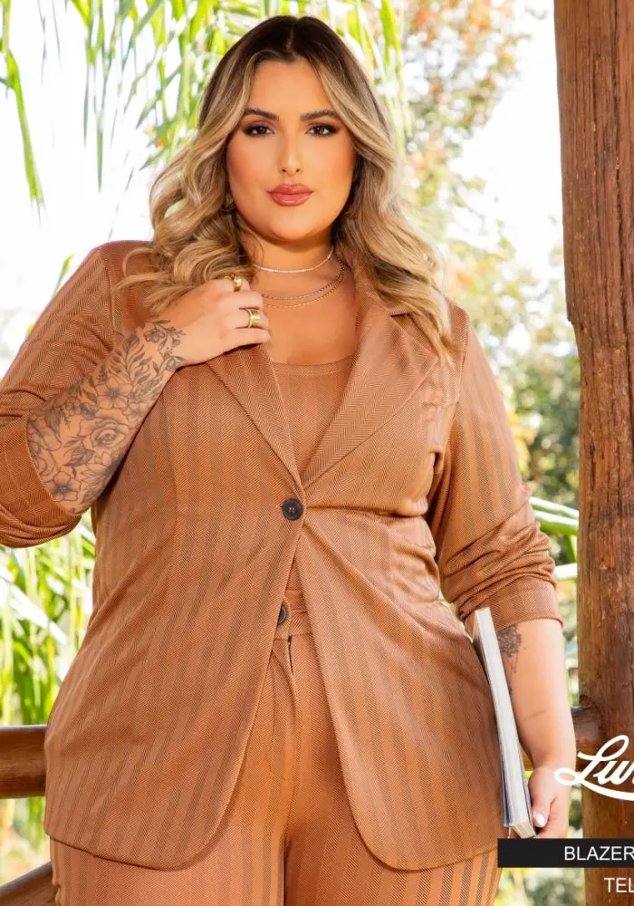 Blazer Feminino Plus Size 700708 Telha - 46