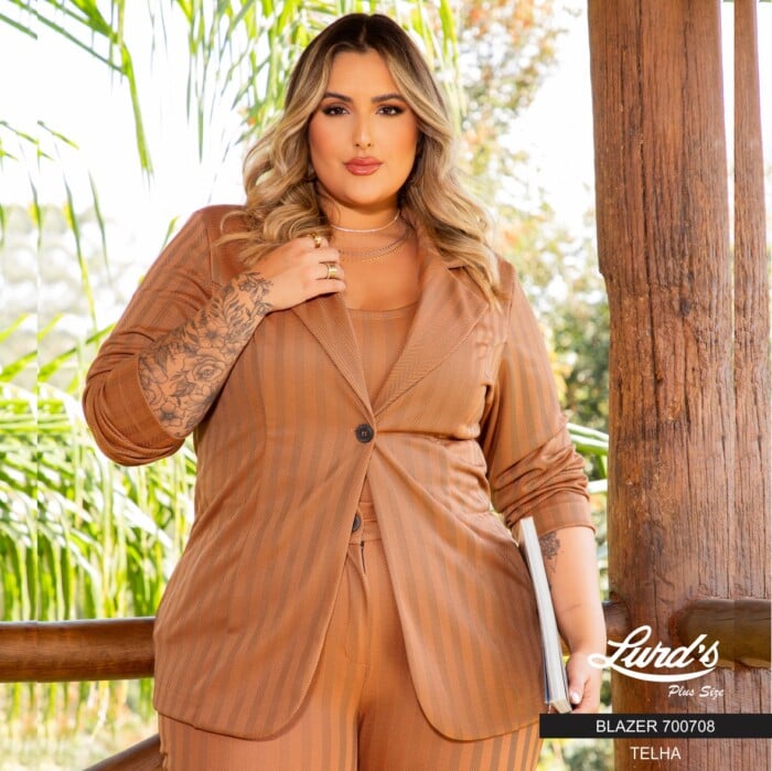 Blazer Feminino Plus Size 700708 Telha - 50