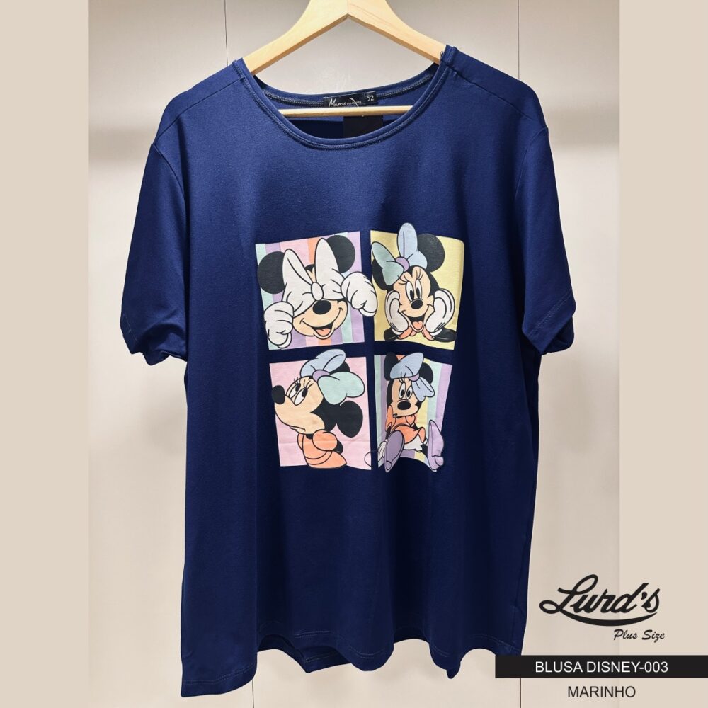 T-shirt Feminina Plus Size Viscolycra Manga Curta DISNEY-003 Marrie Marinho - 58
