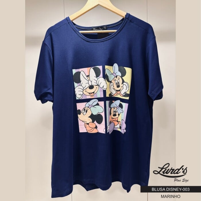 Blusa T-shirt Feminina Plus Size Viscolycra Manga Curta DISNEY-003 Marrie Marinho - 56