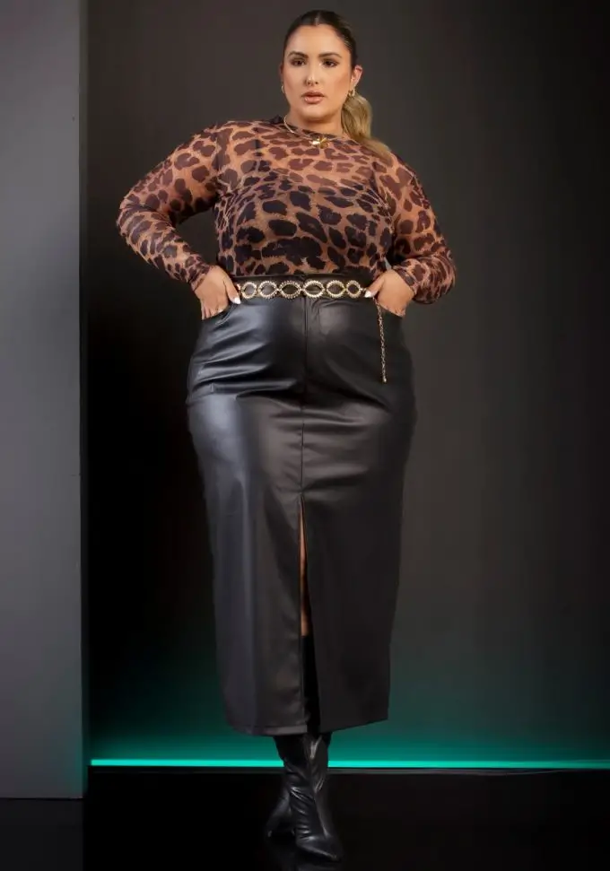 Saia Mid Plus Size 9186 Preto - 52