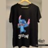 T-Shirt Feminina Plus Size Manga Curta STITCH-005 Preto