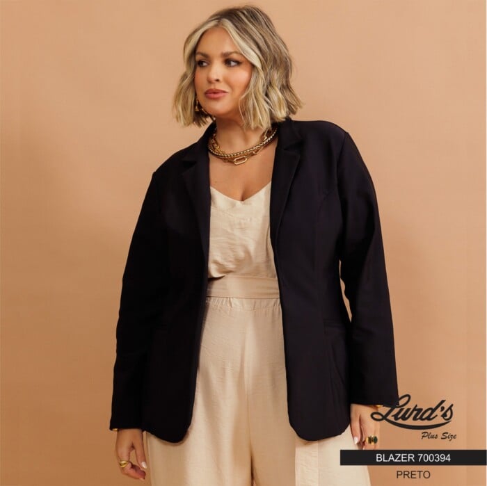 Blazer Feminino Plus Size Ref 700394 Preto - 46