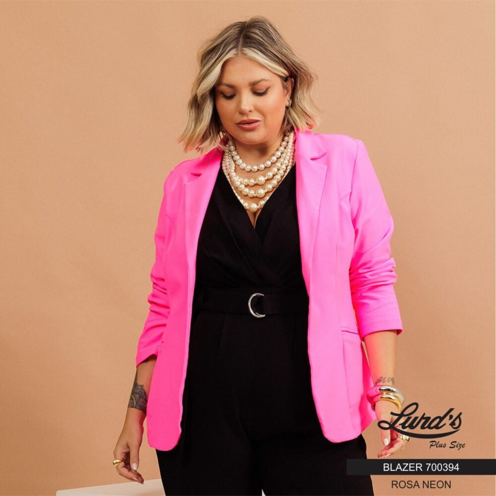 Alternative view of Blazer Feminino Plus Size Ref 700394 Rosa Neon NINA
