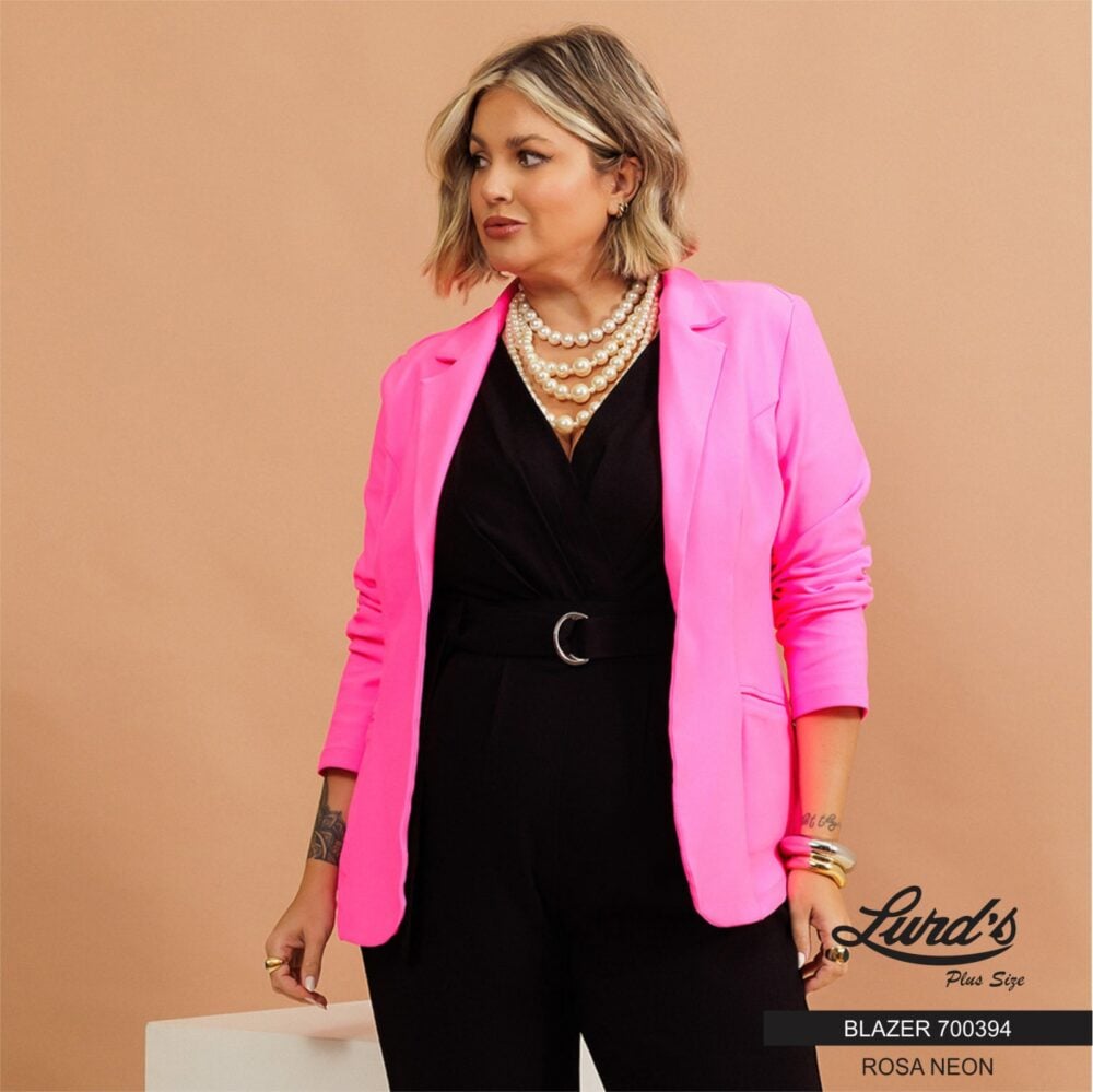 Blazer Feminino Plus Size Ref 700394 Rosa Neon - 46