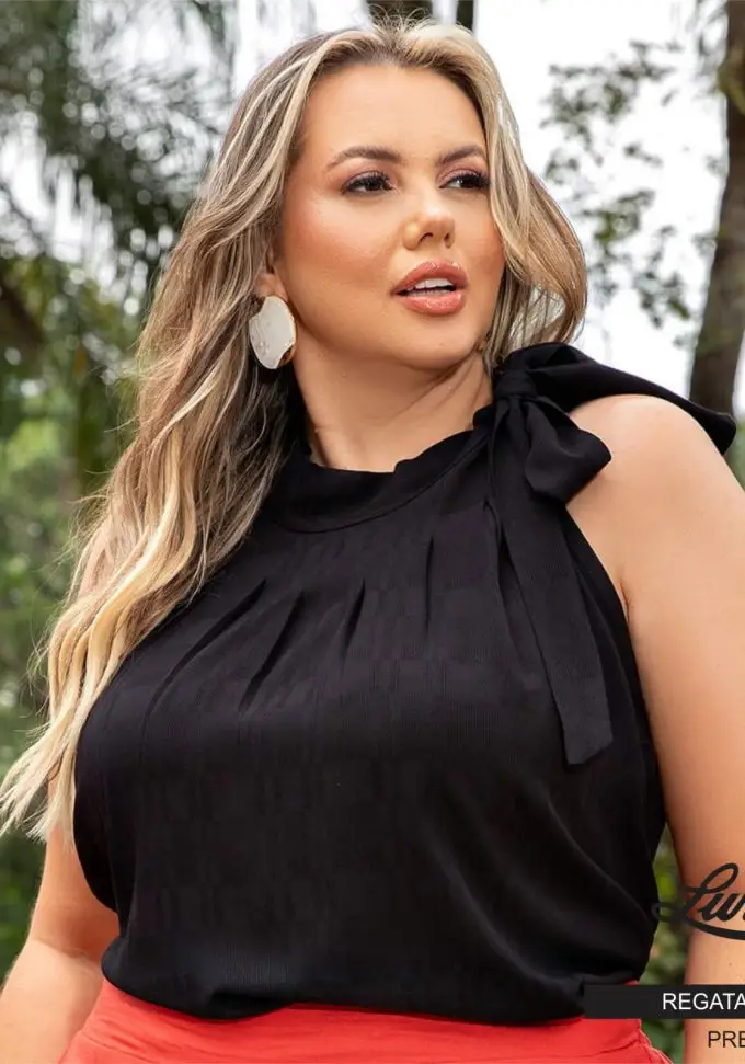 Regata Feminina Plus Size Ref 700740 Preto - 48