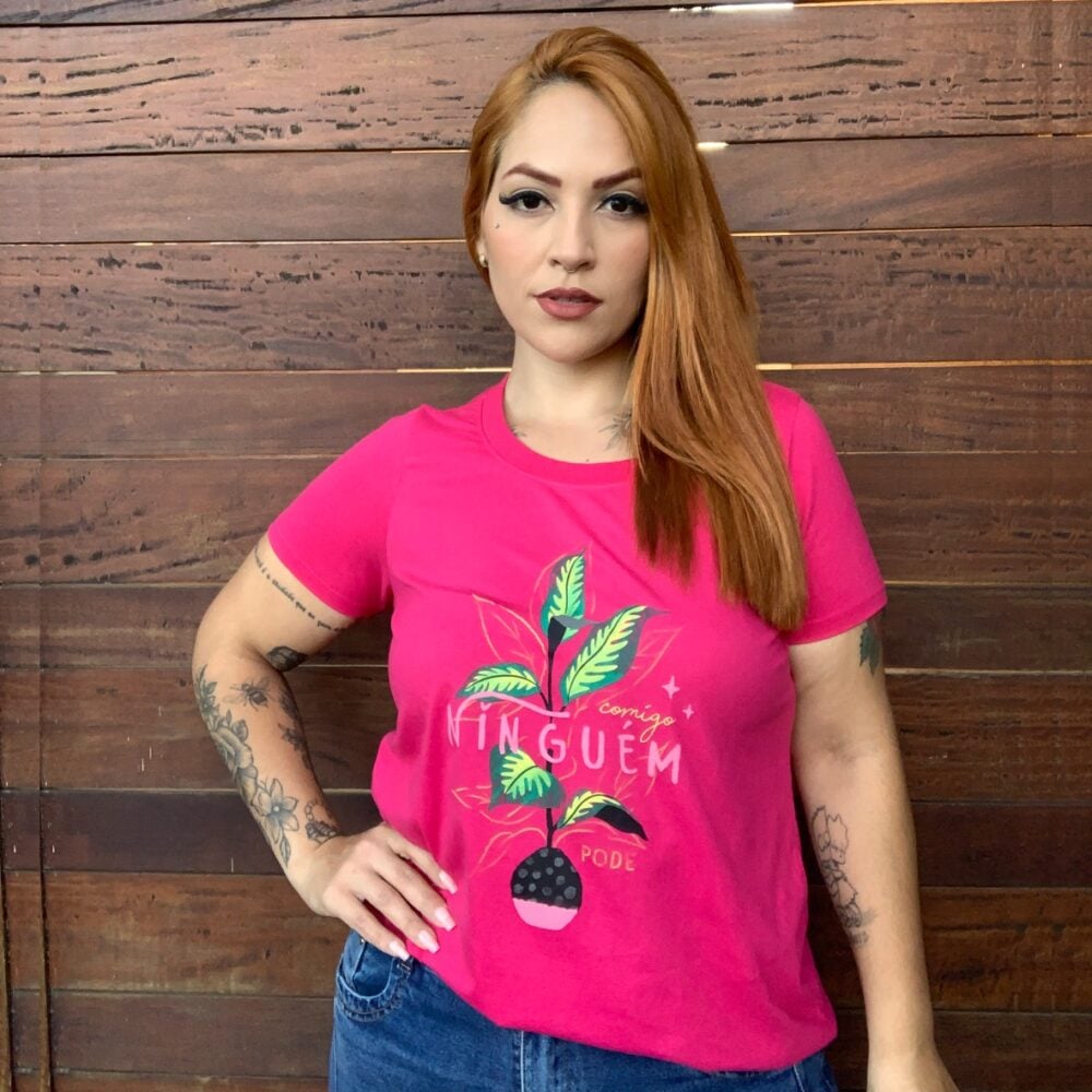 Blusa Feminina Plus Size Manga Curta Ref 120921 Pink - 56