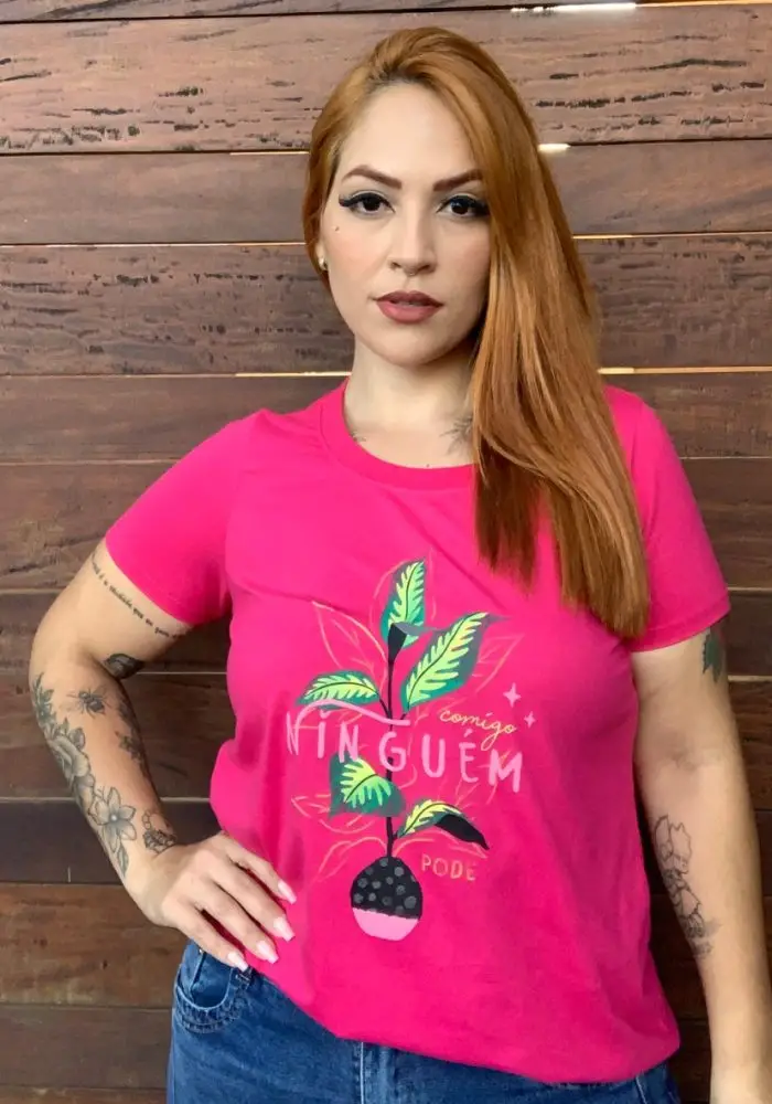 Blusa Feminina Plus Size Manga Curta Ref 120921 Pink