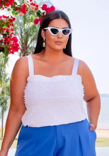 Regata Feminina Plus Size Ref 11851 Branco - 54