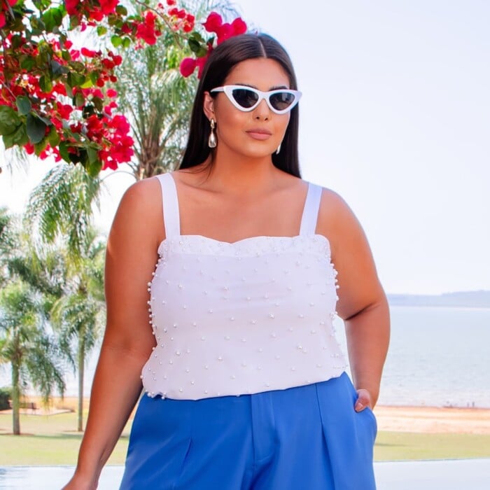 Regata Feminina Plus Size Ref 11851 Branco - 48