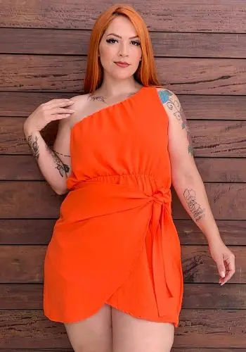 Vestido Plus Size Sem Manga Ref 240112 Laranja