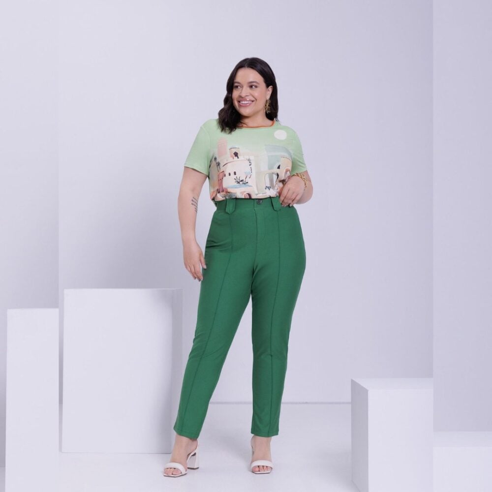 Calça Feminina Plus Size Ref 26135 Verde - 48