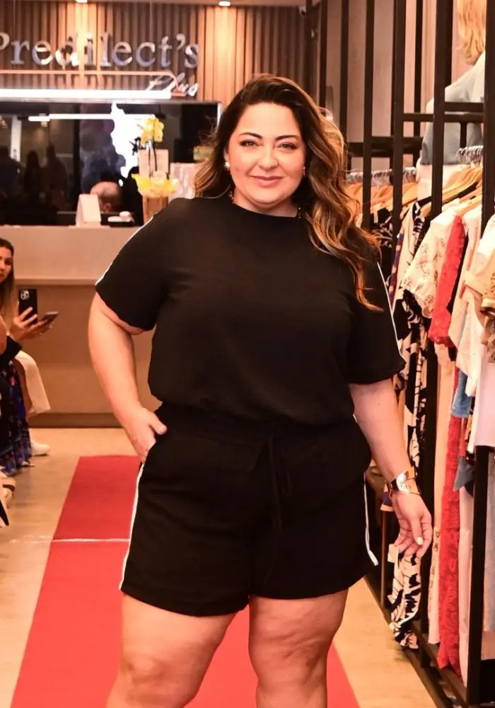 Conjunto Feminino Plus Size Blusa + Shorts Ref 12360 Preto - 46