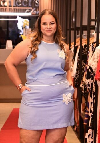 Conjunto Feminino Plus Size Regata + Shorts Saia Ref 12404 Azul