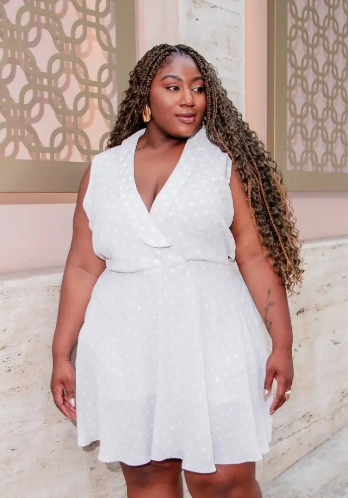 Vestido Plus Size Sem Manga Ref 4056 Poá Cinza - 50