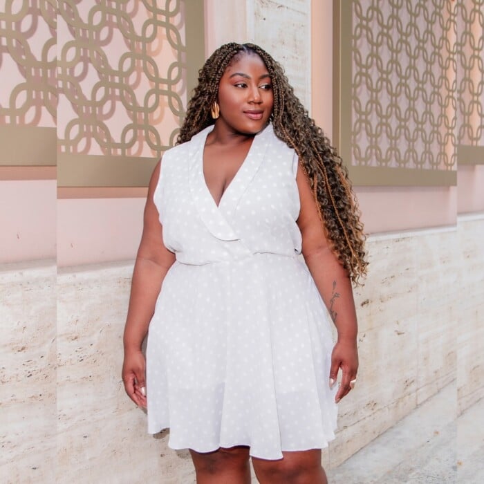 Vestido Plus Size Sem Manga Ref 4056 Poá Cinza - 46