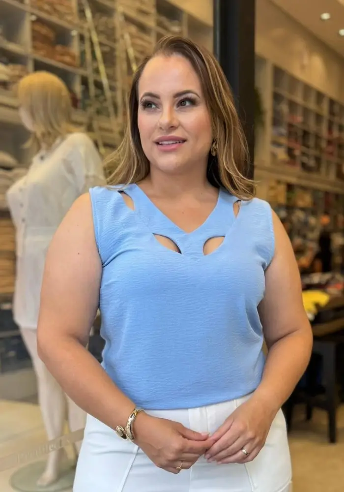 Regata Feminina Plus Size Ref 12406 Azul - 46