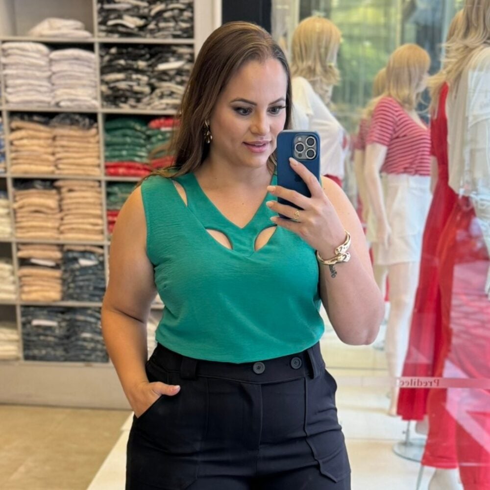 Regata Feminina Plus Size Ref 12406 Verde - 54