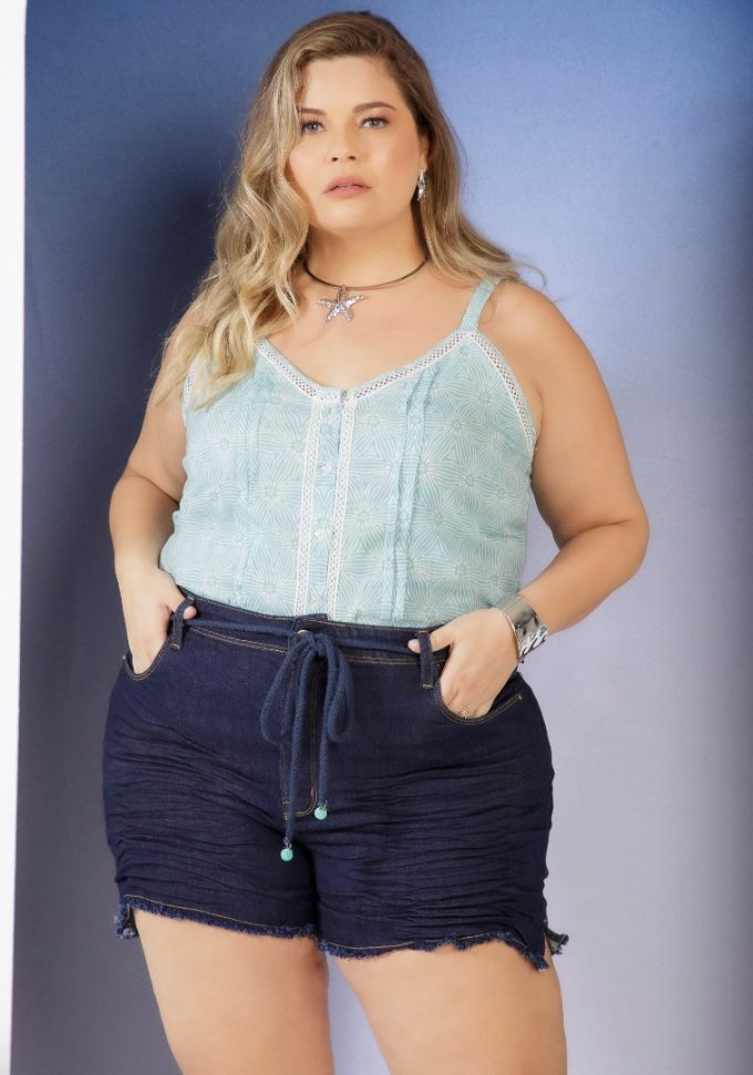Shorts Feminino Plus Size Ref 9024 Jeans - 56