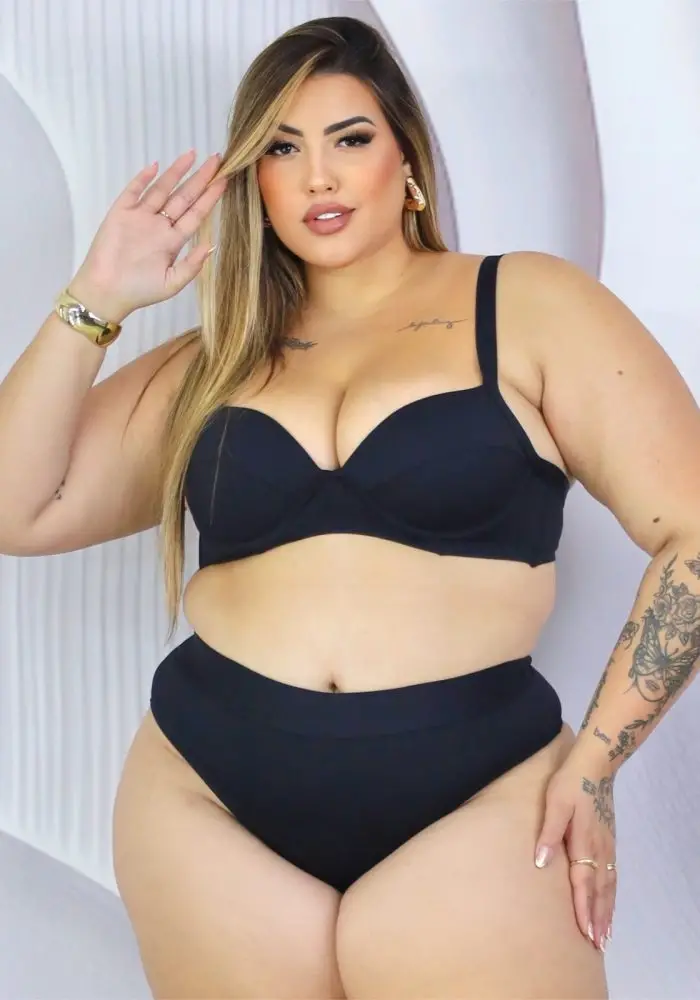 Biquini Plus Size Com Bojo Ref 1497 Preto