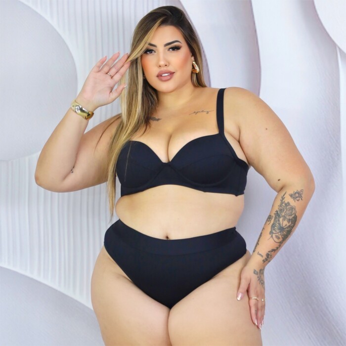 Biquini Plus Size Com Bojo Ref 1497 Preto - 56