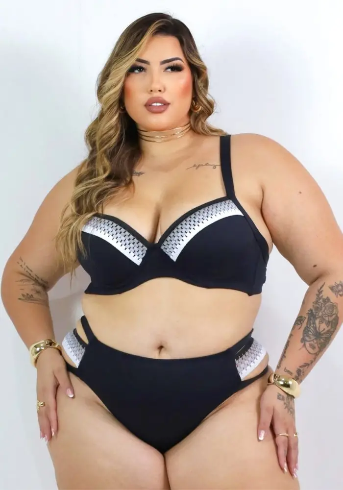 Biquini Plus Size Com Bojo Ref 17431 Preto  - 54