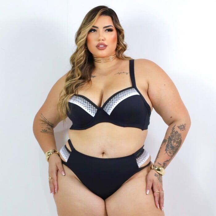 Biquini Plus Size Com Bojo Ref 17431 Preto  - 52