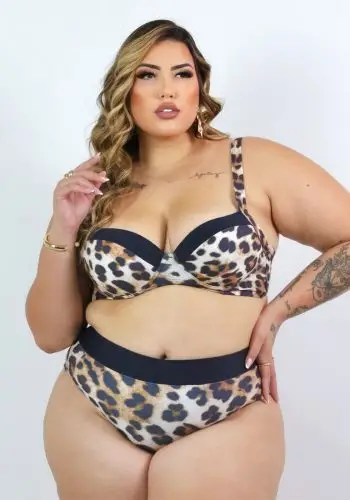 Biquini Plus Size Com Bojo Ref 2116 Estampa Onça
