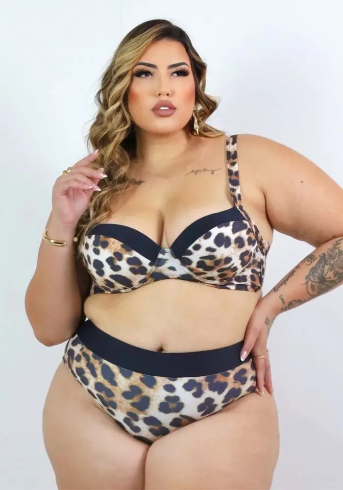 Biquini Plus Size Com Bojo Ref 2116 Estampa Onça