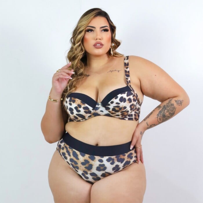 Biquini Plus Size Com Bojo Ref 2116 Estampa Onça - 54