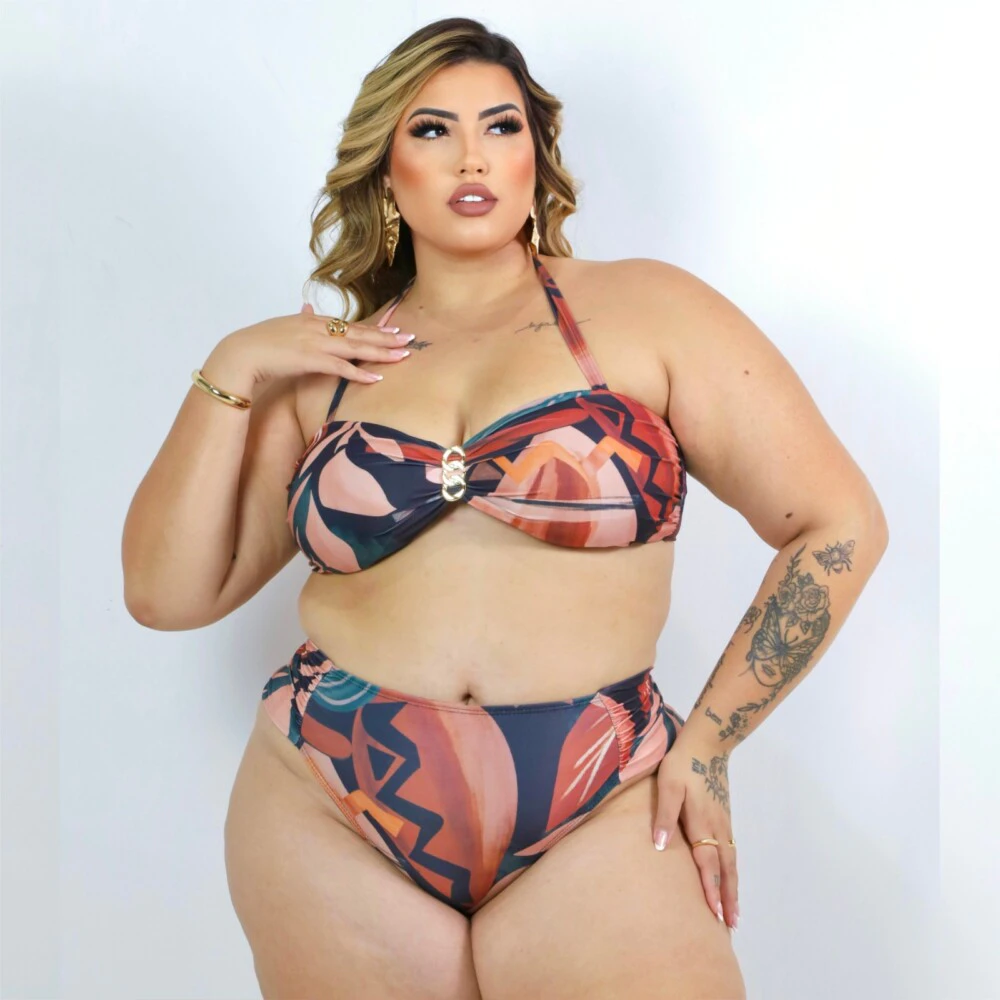 Biquini Plus Size Com Bojo Tomara Que Caia Opcional Ref 21172 Musgo Ocre - 54