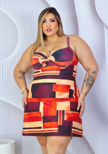 Maiô Plus Size Com Saída Com Bojo Ref 00270 Estampa Telha