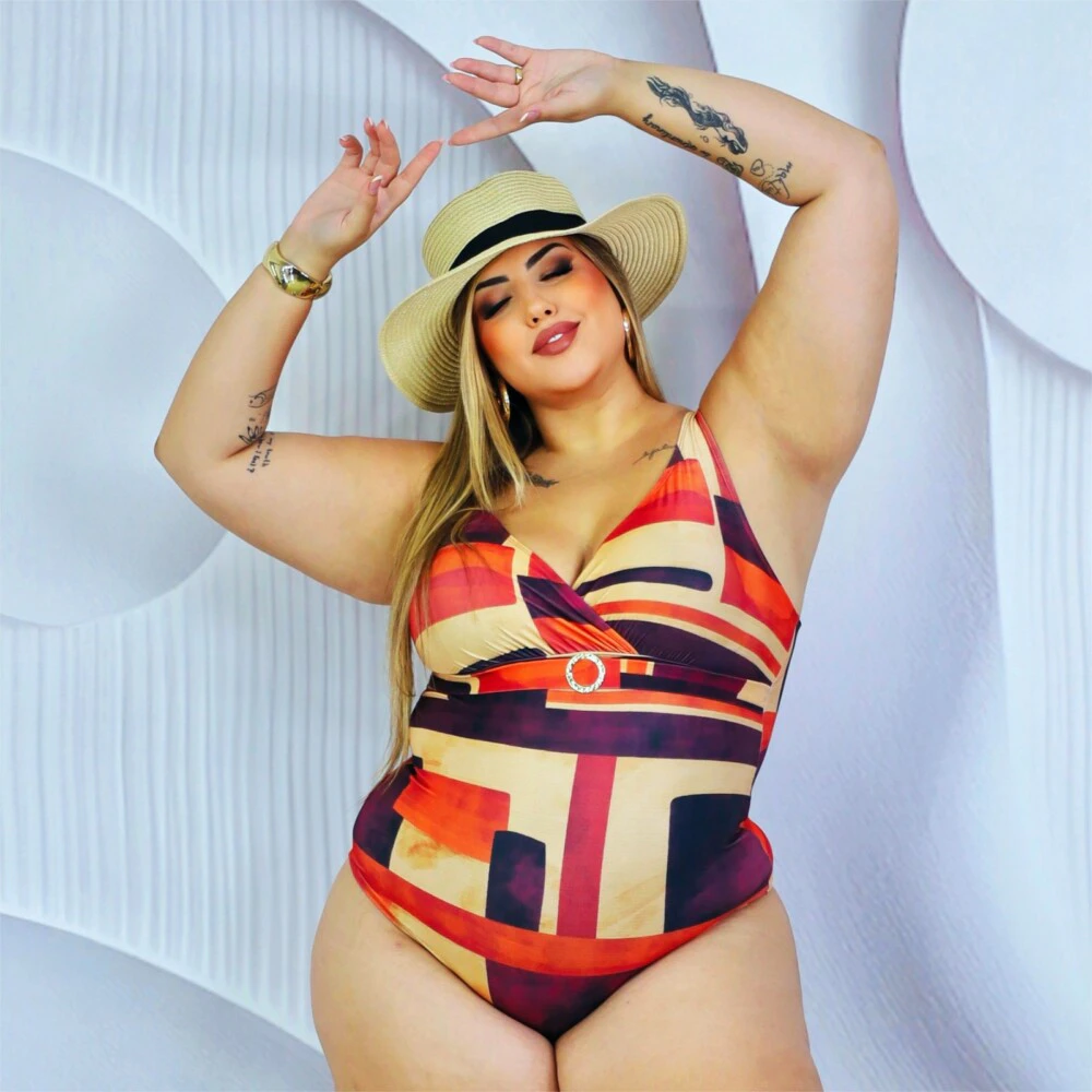 Alternative view of Maiô Plus Size Com Bojo Ref 00295 Estampa Telha