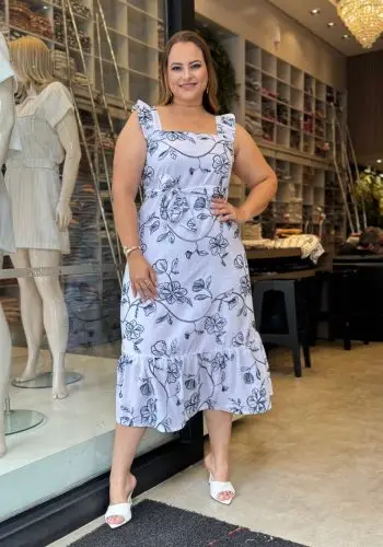 Vestido Mid Plus Size Sem Manga Ref 12478 Branco - 46
