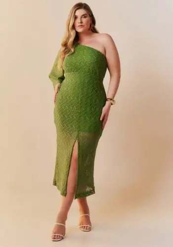 Vestido Mid Plus Size Manga Curta Ref 2339 Verde