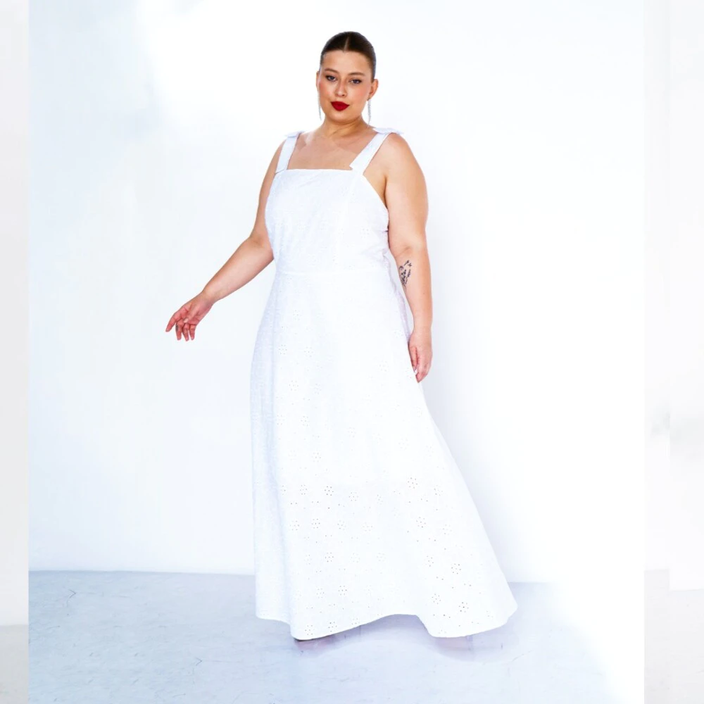 Vestido Longo Plus Size Sem Manga Ref 9398 Branco - 50
