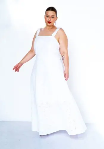 Vestido Longo Plus Size Sem Manga Ref 9398 Branco