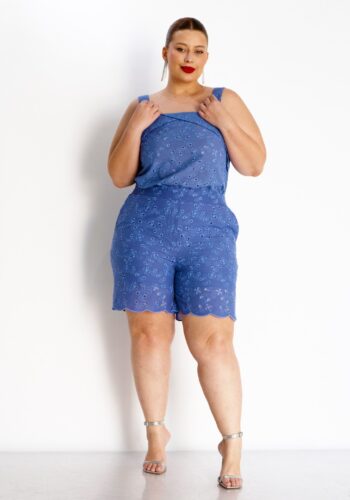 Conjunto Feminino Plus Size Regata + Shorts Ref 14582 Azul - 46